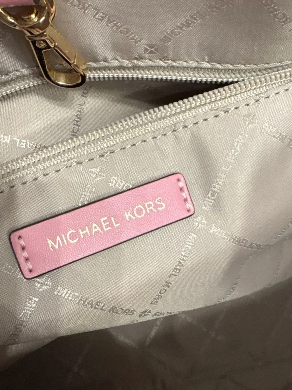 Michael Kors Jet Set Two-Tone Pink Signature Tote Pink